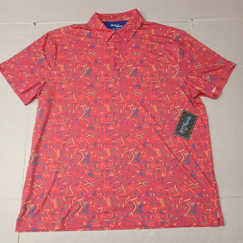 Birdie‎ Bound Golf Polo Shirt Men's XL XLarge Coral Easy Care UV Comfort Stretch